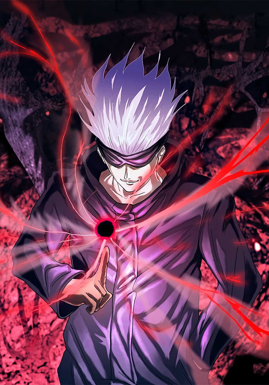 Gojo Satoru Channeling Cursed Energy in Dark Anime Illustration HD phone wallpaper