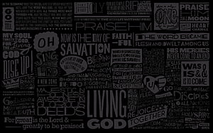 Christian Word Cloud Typography Poster with Biblical Phrases on Black Background HD wallpaper