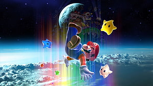 Super Mario Galaxy 3D Artwork Featuring Mario and Luma in Cosmic Space HD wallpaper