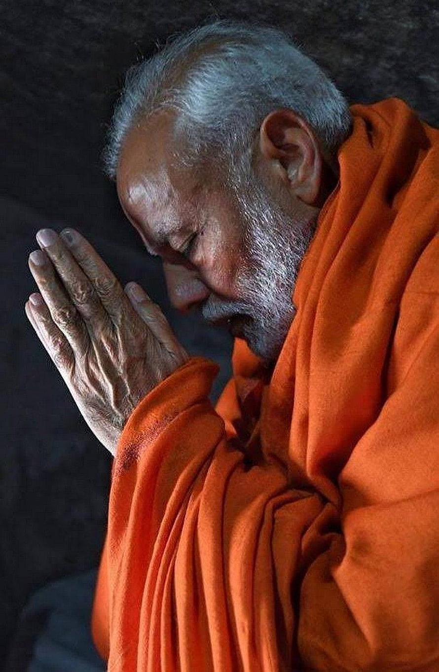 Narendra Modi in Prayer at Kedarnath Temple HD phone wallpaper