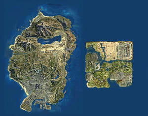 Grand Theft Auto V Los Santos and Blaine County Full World Map Overview HD wallpaper