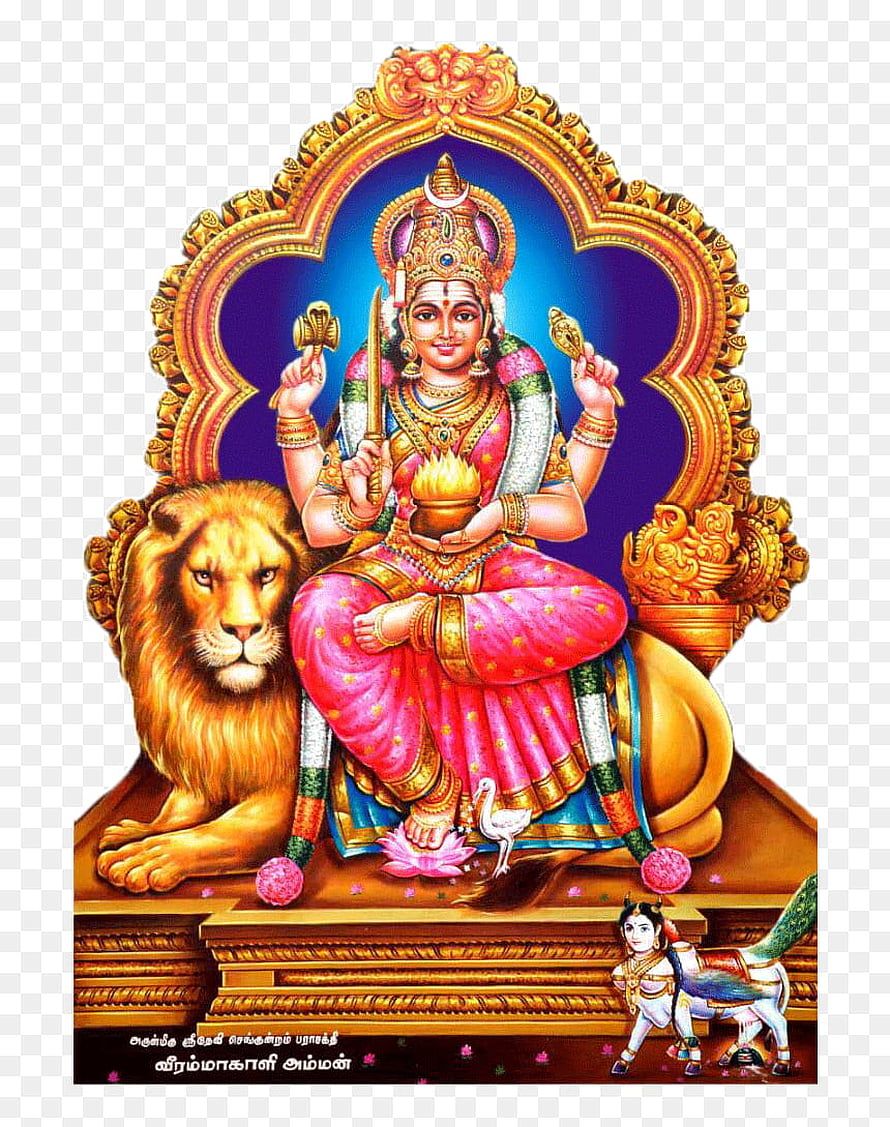 Goddess Durga Riding Lion Traditional Indian Deity Artwork HD phone wallpaper