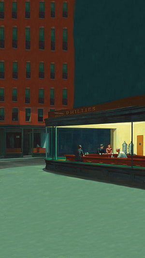 Nighthawks by Edward Hopper: Iconic 1942 Oil Painting of a Late-Night Diner Scene HD phone wallpaper