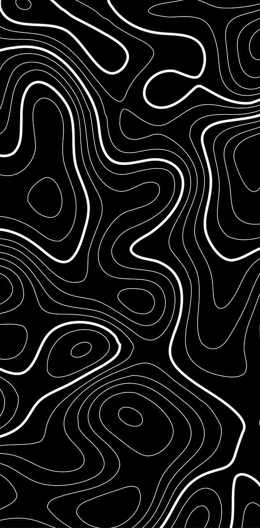 Abstract Topographic Contour Lines on Black Background HD phone wallpaper