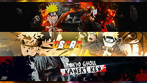 Naruto and Tokyo Ghoul Anime Stream Banner Design HD wallpaper