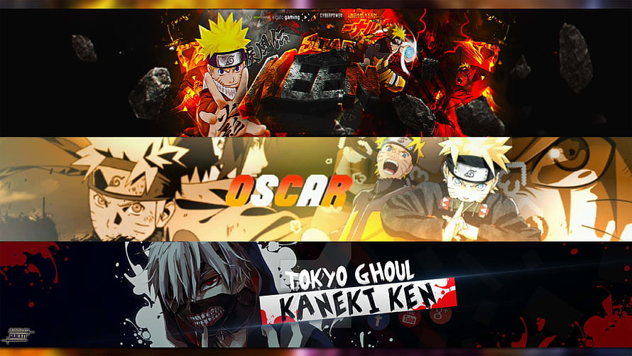 Naruto and Tokyo Ghoul Anime Stream Banner Design HD wallpaper