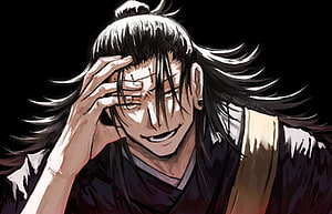Suguru Geto Anime Character Portrait With Intense Expression And Dark Background HD wallpaper