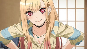 Marin Kitagawa Anime Character Portrait in Plaid Shirt HD wallpaper