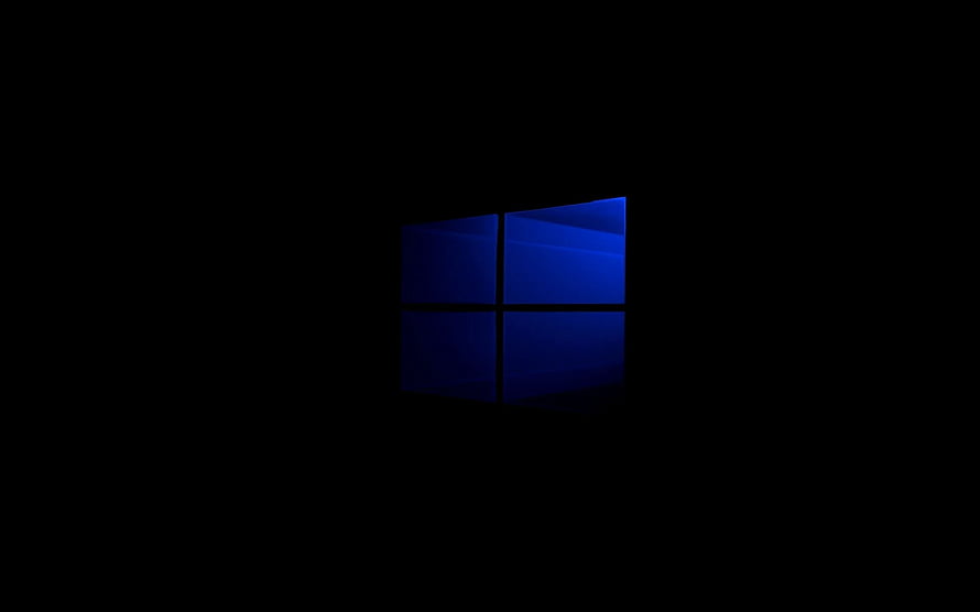 Windows 10 Dark Blue Logo on Black Background Minimalist Desktop Wallpaper HD wallpaper