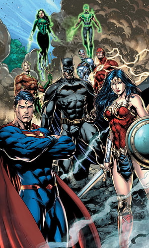 Justice League Heroes Assemble in Epic DC Comic Book Illustration HD phone wallpaper