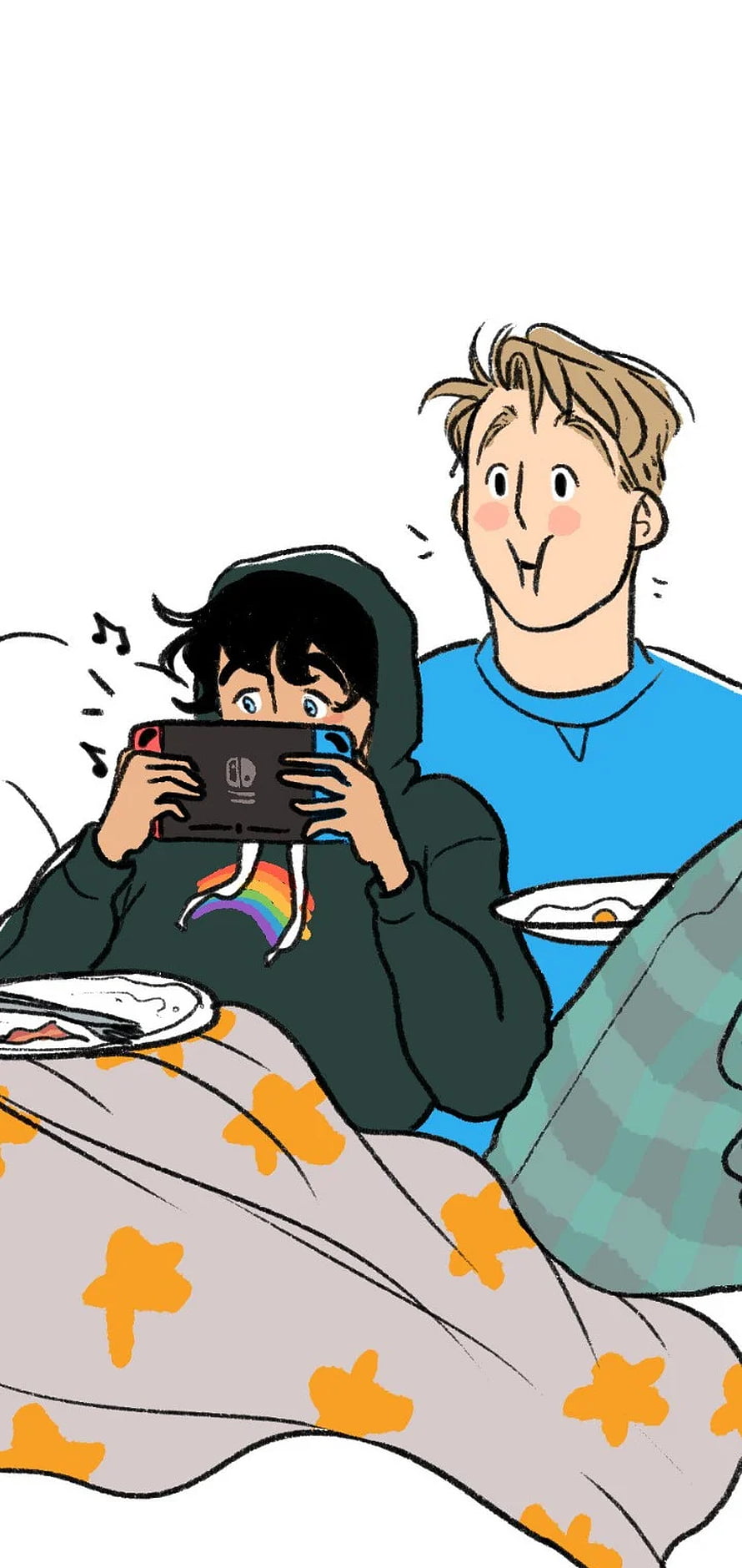 Heartstopper Charlie and Nick Playing Nintendo Switch in Bed HD phone wallpaper