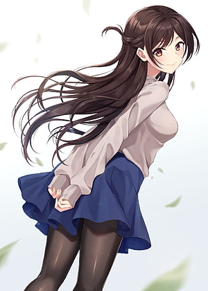 Mizuhara Chizuru Anime Girl in School Uniform with Flowing Hair and Soft Expression HD phone wallpaper