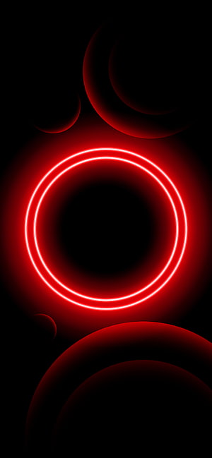 Glowing Red Neon Ring on Black Background with Soft Circular Light Effects HD phone wallpaper