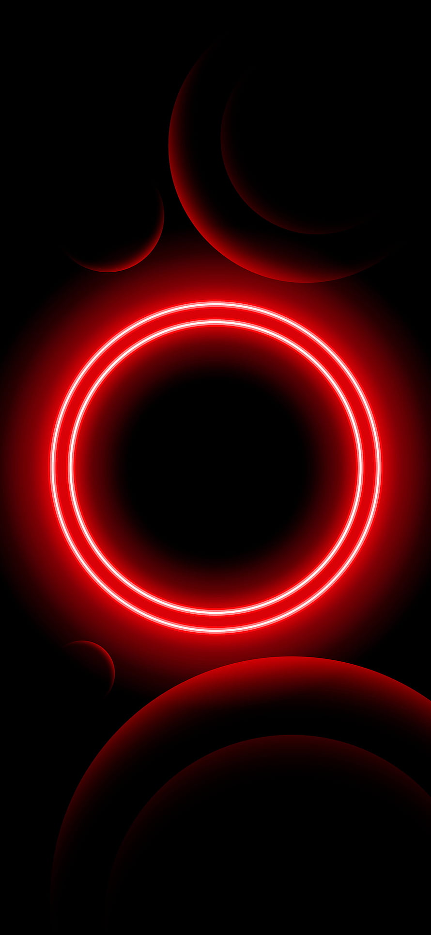 Glowing Red Neon Ring on Black Background with Soft Circular Light Effects HD phone wallpaper