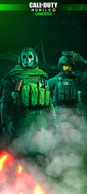 Call of Duty Mobile Ghost and Soldier in Green Night Vision Combat Scene HD phone wallpaper