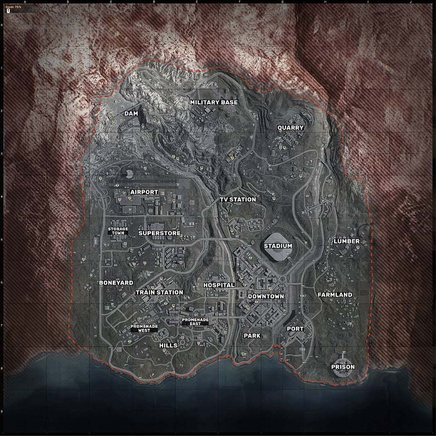Verdansk Tactical Map Overview with Key Locations and Zones HD phone wallpaper