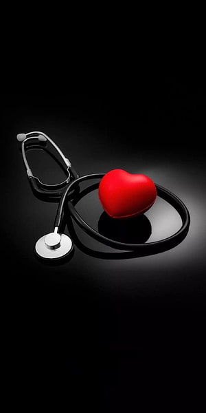 Red Heart and Stethoscope on Black Background Medical Concept HD phone wallpaper