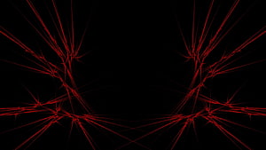 Abstract Red Fractal Lines on Black Background Minimalist Digital Art HD wallpaper