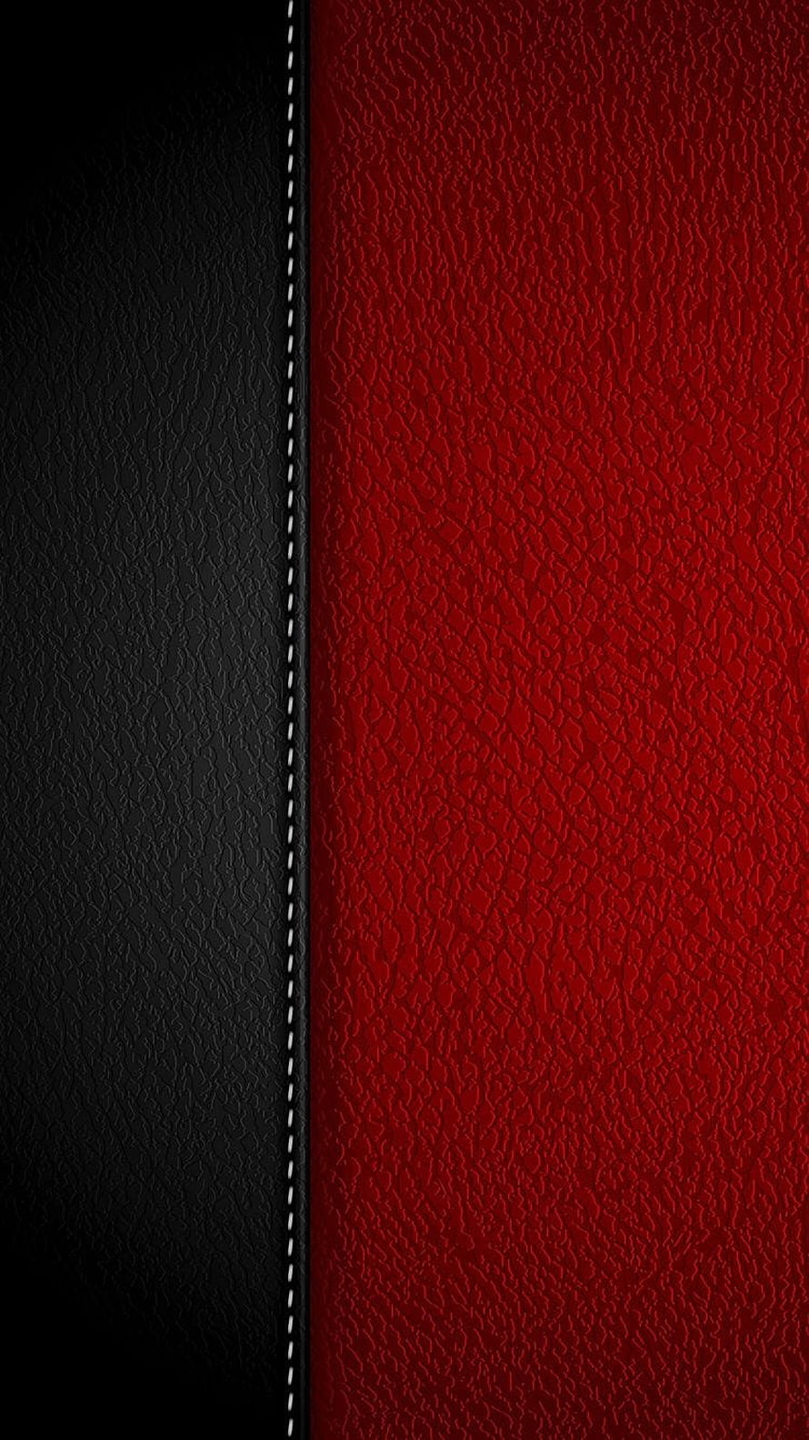 Black and Red Leather Texture with White Stitching Detail HD phone wallpaper