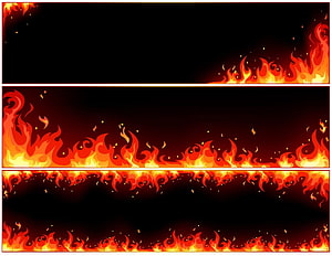 Animated Fire Border Banner Templates with Glowing Embers on Black Background HD wallpaper