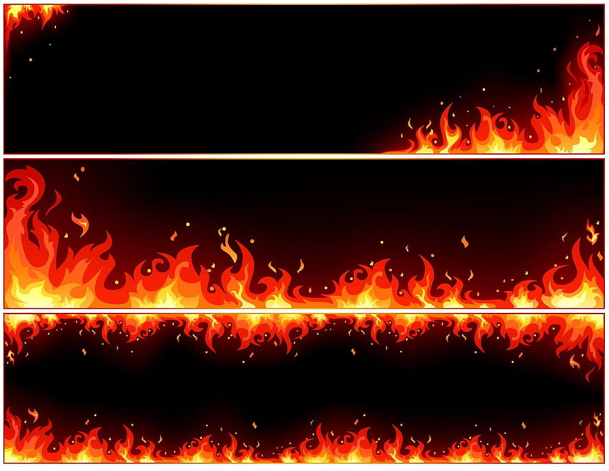 Animated Fire Border Banner Templates with Glowing Embers on Black Background HD wallpaper