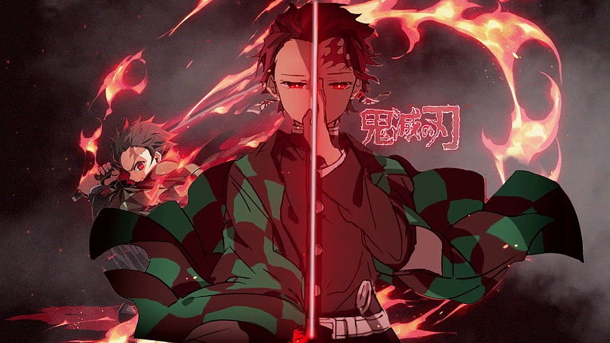 Demon Slayer Tanjiro Kamado Flame Breathing Anime Artwork HD wallpaper