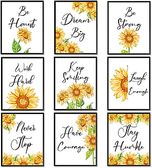 Watercolor Sunflower Inspirational Quote Wall Art Set for Home and Office HD phone wallpaper