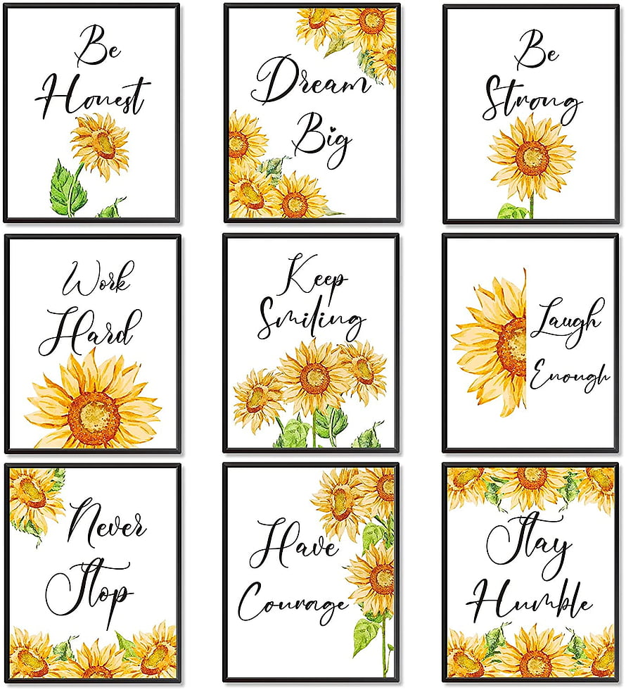 Watercolor Sunflower Inspirational Quote Wall Art Set for Home and Office HD phone wallpaper