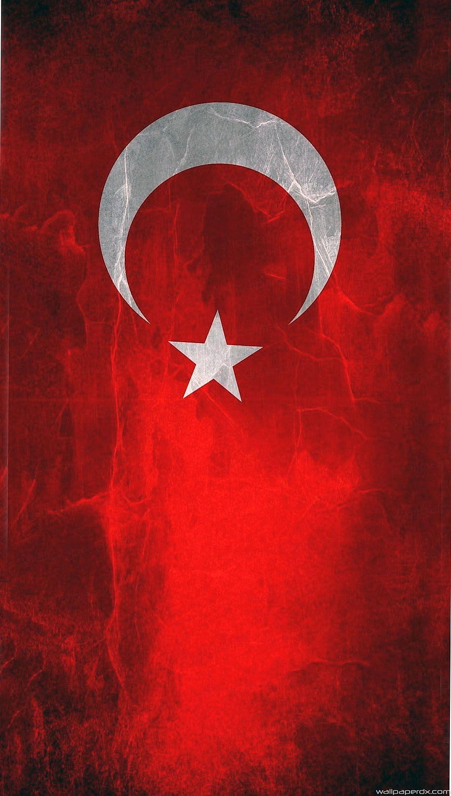 Grunge Turkey Flag with Crescent Moon and Star on Textured Red Background HD phone wallpaper