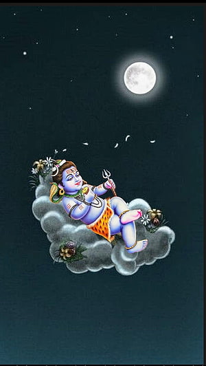 Baby Lord Shiva Sleeping on a Cloud Under the Full Moon HD phone wallpaper
