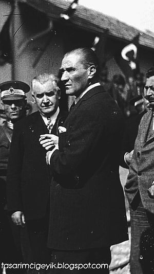 Historical Black and White Portrait of Mustafa Kemal Ataturk in Formal Attire HD phone wallpaper