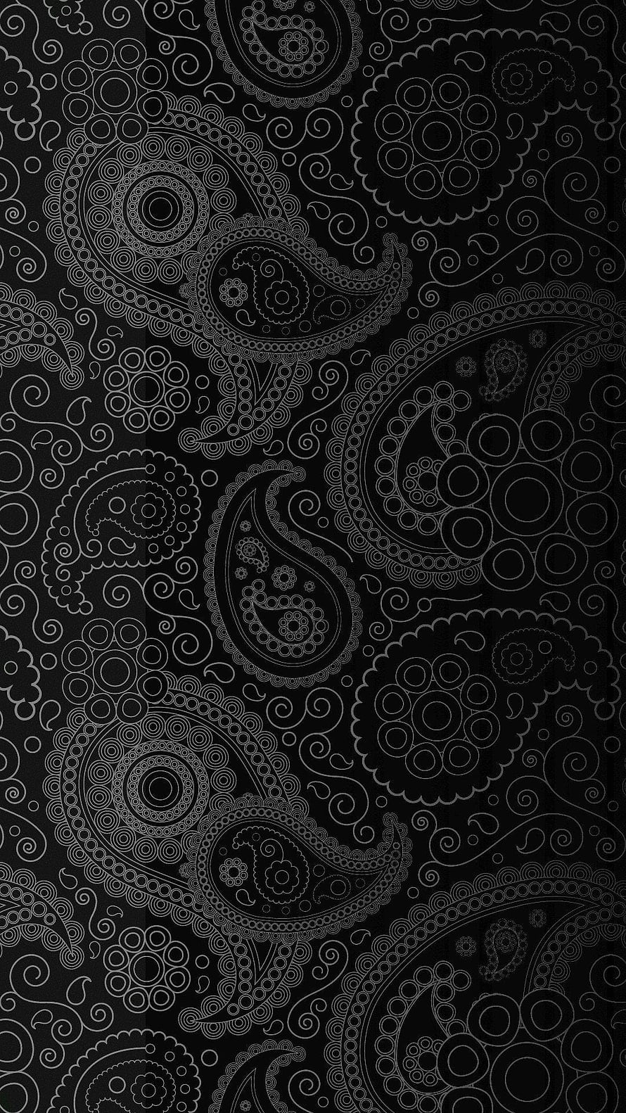 Elegant Black and White Batik Pattern with Intricate Paisley Motifs HD phone wallpaper