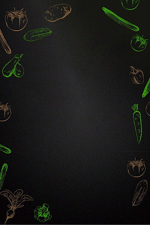 Hand-drawn vegetable sketches in green and copper on a dark chalkboard background HD phone wallpaper