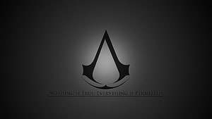 Assassin's Creed Brotherhood Emblem with Motto on Dark Background HD wallpaper