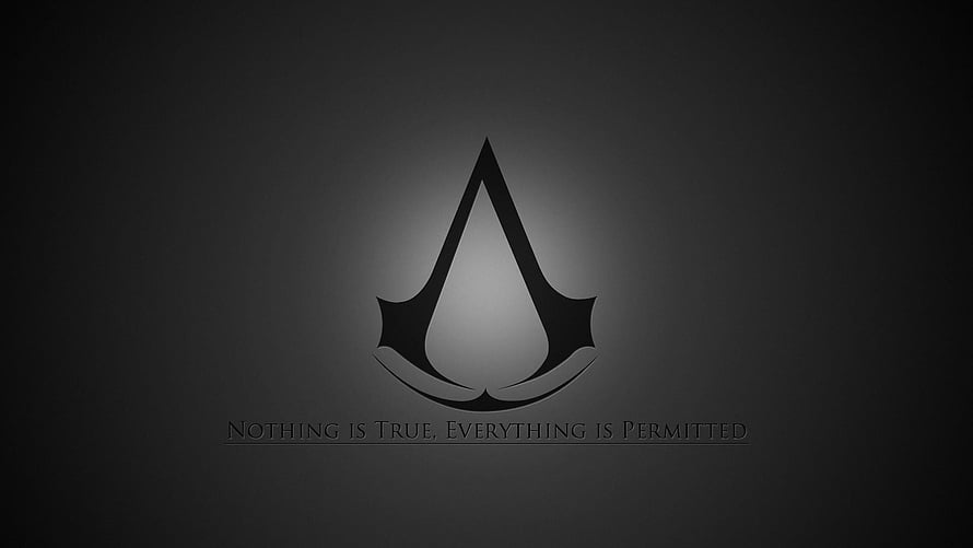 Assassin's Creed Brotherhood Emblem with Motto on Dark Background HD wallpaper
