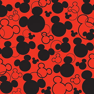 Mickey Mouse Head Silhouette Pattern on Red Background HD phone wallpaper