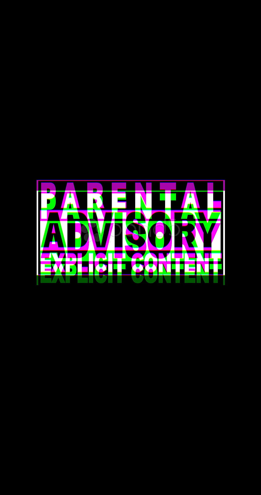 Glitch Art Parental Advisory Explicit Content Text on Black Background HD phone wallpaper