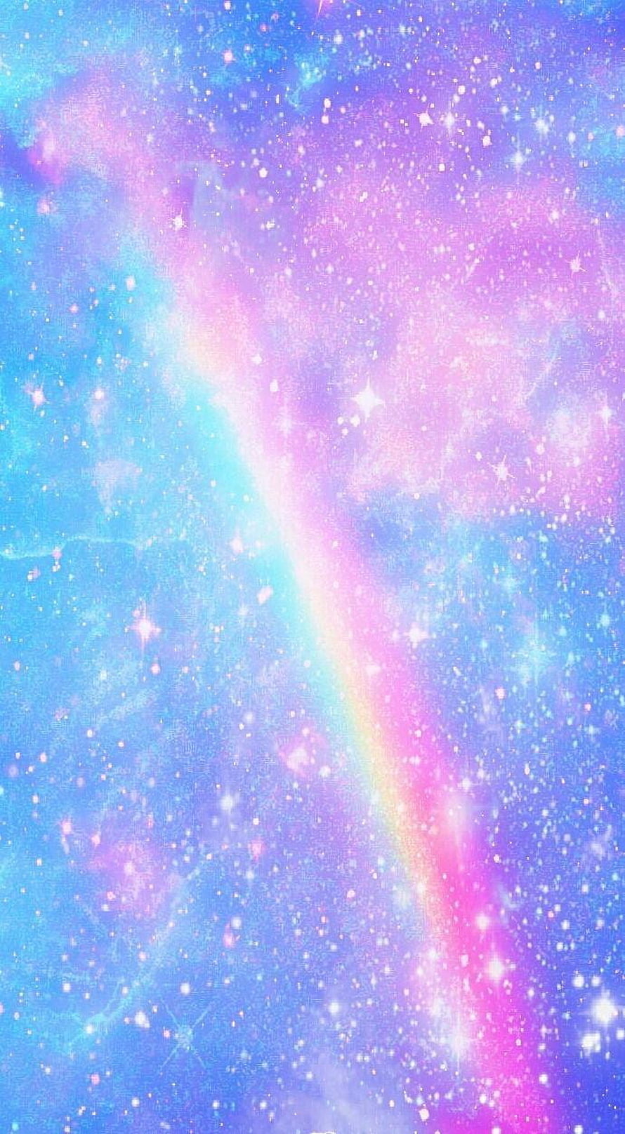 Pastel Rainbow Galaxy with Glittering Stars and Soft Nebula Clouds HD phone wallpaper