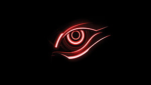 Glowing Red Neon Eye Design on Black Background HD wallpaper