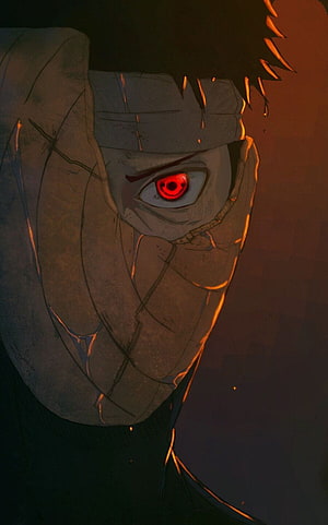 Obito Uchiha Sharingan Eye Close-Up in Dark Anime Style HD phone wallpaper