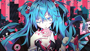 Hatsune Miku Dark Aesthetic Anime Wallpaper with Cyberpunk Elements HD wallpaper
