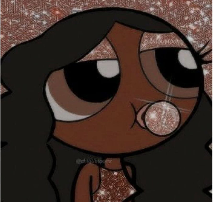 Aesthetic Powerpuff Girl Black Character Profile with Sparkling Background HD wallpaper