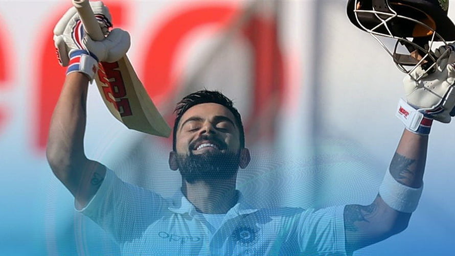 Virat Kohli Celebrating Victory With Cricket Bat And Helmet Raised High HD wallpaper