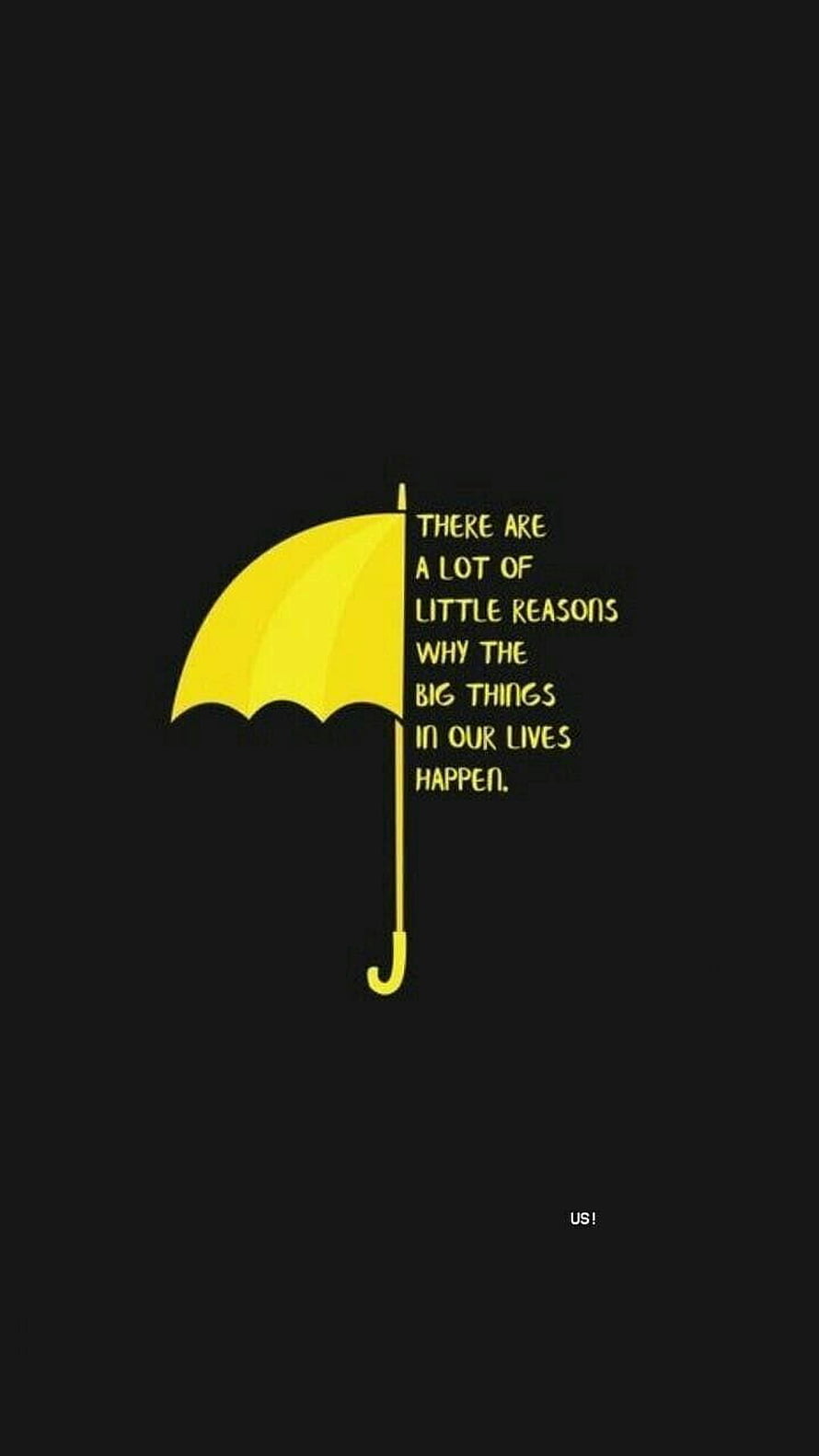 Minimalist Yellow Umbrella with Inspirational Quote on Black Background HD phone wallpaper