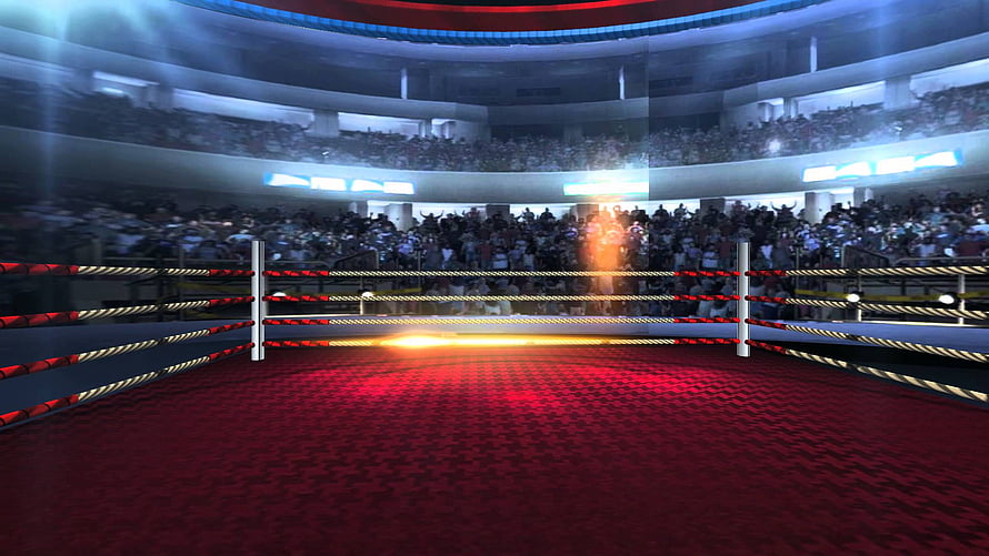 Empty Boxing Ring in a Large Arena with a Packed Crowd and Dramatic Lighting HD wallpaper