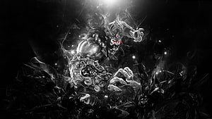 Ravana Demon King Digital Art with Glowing Red Eyes and Dark Smoke HD wallpaper