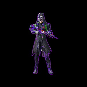 PUBG Mobile Joker Character Skin with Neon Purple Glow and Tactical Weapon HD phone wallpaper