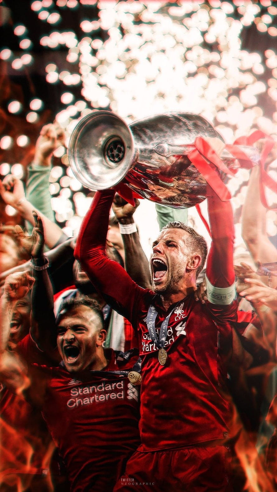 Liverpool FC Players Celebrating Champions League Trophy Victory HD phone wallpaper
