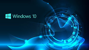 Windows 10 Blue Digital Wave and Circuit Technology Abstract Background HD wallpaper