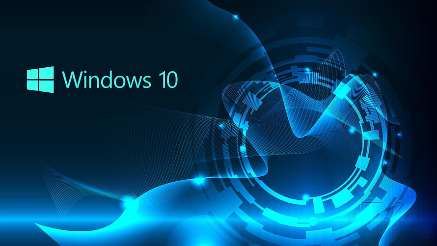 Windows 10 Blue Digital Wave and Circuit Technology Abstract Background HD wallpaper